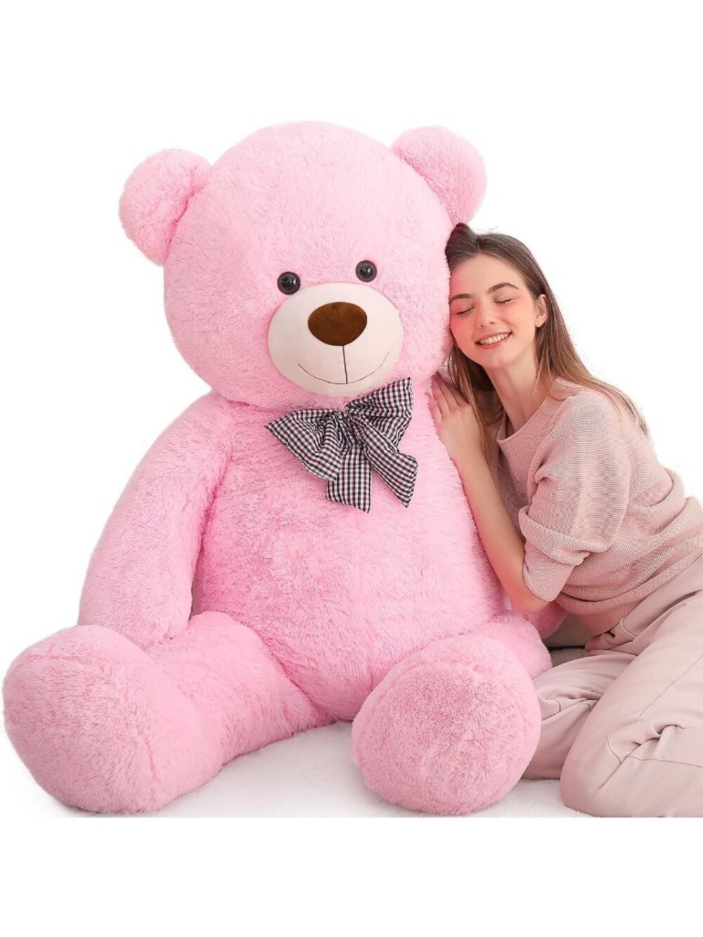 Giant 5ft Pink Teddy Bear Plush Stuffed Animal - Soft Cuddly Gift for Loved Ones